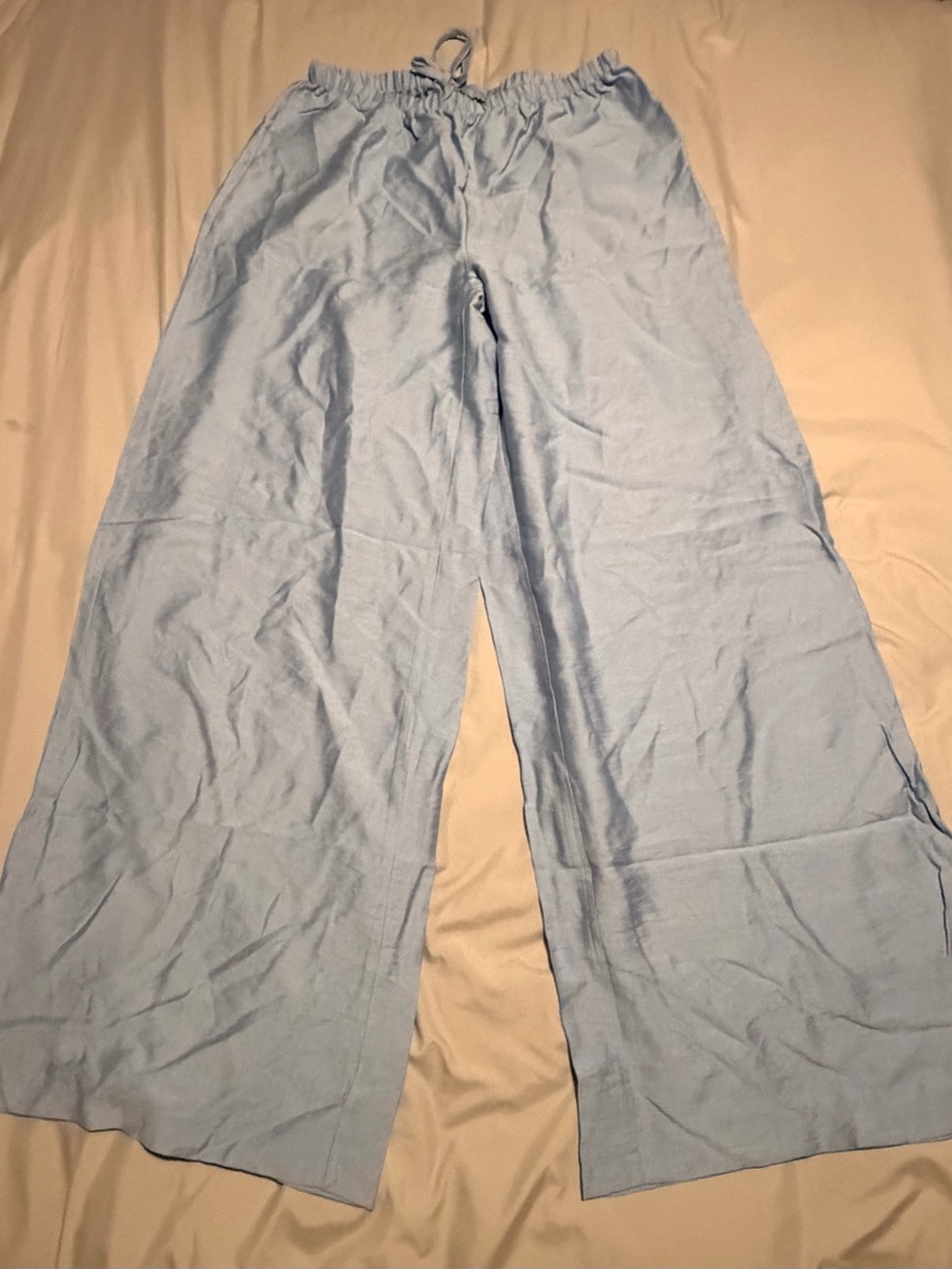 SHEIN Light Blue Wide-Leg Drawstring Pants